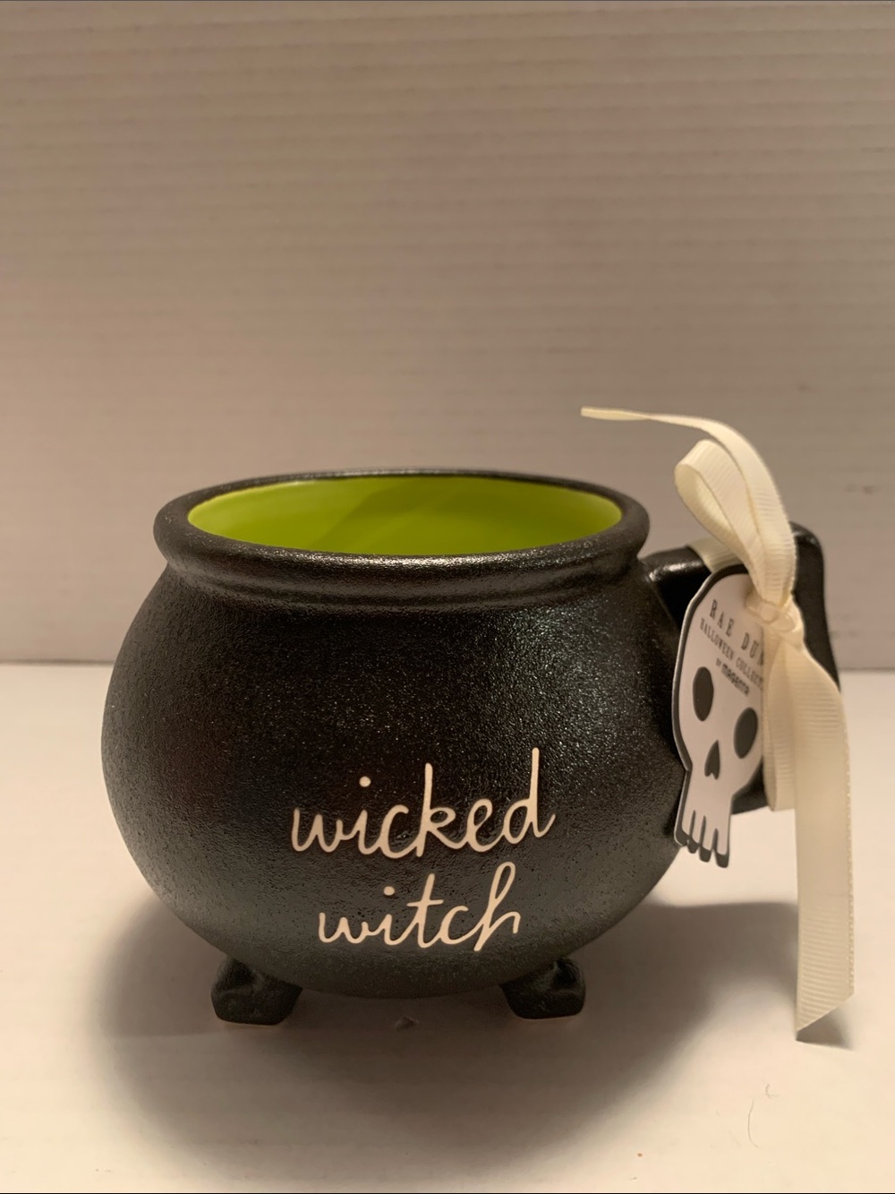 Rae Dunn Black Cauldron Mug with Lime Green Interior